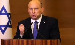 Le Premier ministre israélien Naftali Bennett lors d'un discours devant le Parlement, le 29 juin 2022