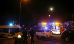 La police à proximité de l'immeuble du forcené à Bastia, le 30 janvier 2019