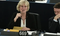 L'eurodéputée Nadine Morano au parlement européen le 8 octobre 2015 à Strasbourg