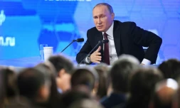 Vladimir Poutine lors de sa conférence de presse annuelle le 23 décembre 2016 à Moscou