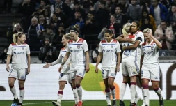 Les joueuses de Lyon lors du match Ă domicile face au PSG le 13 avril 2019