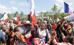 Manifestion de soutien à l'opération Wuambushu, le 27 avril 2023 à Chirongui, sur l'île de Mayotte