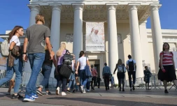La cathédrale de Vilnius, en Lituanie, s'apprête à accueillir la visite du Pape François, le 21 septembre 2018