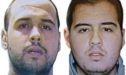 Photo-montage de portraits des frères Khalid (g) et Ibrahim Bakraoui fournis le 23 mars 2016 par Interpol