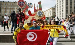 Des supporters de Tunisie et de Colombie dans les rues de Moscou avant le coup d'envoi du Mondial-2018 en Russie  