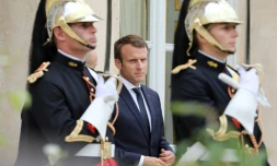Emmanuel Macron, après un entretien diplomatique à l'Élysée, le 25 septembre 2017