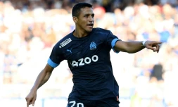 L'attaquant de Marseille Alexis Sanchez buteur sur le terrain d'Auxerre, le 3 septembre 2022