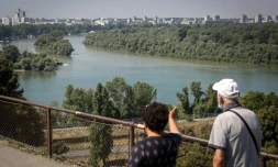 La riviĂšre Sava rejoint le Danube Ă Belgrade, le 11 septembre 2020