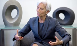 Christine Lagarde, présidente du FMI, durant un entretien à l'AFP le 6 juillet 20l6 à Washington