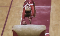 La Française Coline Devillard lors des Championnats de France de gymnastique, le 19 juin 2016 à Mulhouse