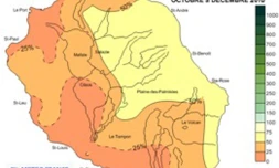 Carte des précipitations sur l'île d'octobre à décembre 2010 (Météo France)