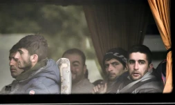 Des migrants évacués à bord d'un car jeudi 24 mai 2018 à Grande-Synthe