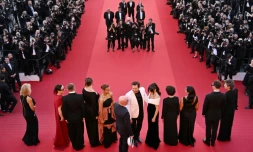 L'équipe du film de Jacques Audiard "Emilia Perez" avant sa projection, le 18 mai 2024 au Festival de Cannes