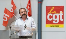Le secrétaire général de la CGT Philippe Martinez s'exprime lors d'un meeting le 6 juillet 2016