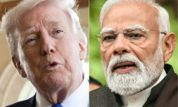 Combo du président américain Donald Trump, le 1er février 2026 à Palm Beach aux Etat-Unis, et du Premier ministre indien Narendra Modi, à New Delhi le 29 janvier 2026