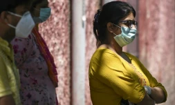 Kashish Jain, dont le père Ashwani Jain est décédé du coronavirus dans une ambulance, le 6 juin 2020 à New Delhi, en Inde