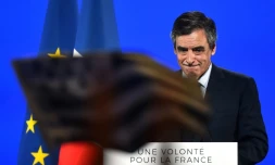 François Fillon en campagne à Quimper, dans l'ouest de la France, le 30 mars 2017