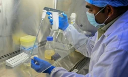 Un chercheur travaille dans le laboratoire de vaccins de la société pharmaceutique Panacea Biotec, le 29 janvier 2026 à New Delhi, en Inde