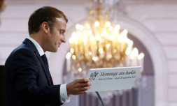 Le président Emmanuel Macron le 20 septembre 2021 lors d'une cérémonie d'hommage aux harkis à l'Elysée