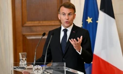 Le président Emmanuel Macron à Athènes le 25 avril 2026