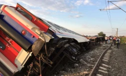 Déraillement d'un train de passagers dans la région de Tekirdag, dans le nord-ouest de la Turquie, le 8 juillet 2018