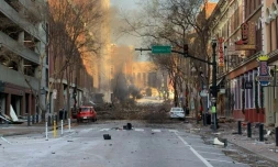 Photo fournie par la police de Nashville du site de l'explosion le 25 décembre 2020