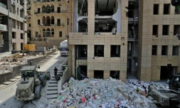 Les dégùts aprÚs la double explosion dans un quartier de Beyrouth proche du port, le 12 août 2020