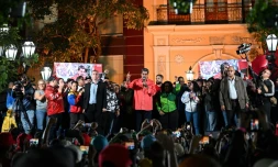 Le président du Venezuela Nicolas Maduro s'adresse à ses partisans sur la place Bolivar à Caracas, le 25 mai 2025