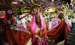 Membres de l'école de samba Mangueira, au défilé de Rio de Janeiro, le 23 février 2020