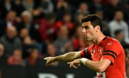 Le milieu Yoann Gourcuff sous le maillot de Rennes contre Montpellier en Ligue 1, le 19 mai 2018 à Rennes