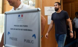 Le handballer Nikola Karabatic au tribunal correctionnel de Montpellier, pour son jugement en première instance, le 17 juillet 2015