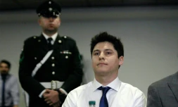 Nicolas Zepeda, soupçonné du meurtre de son ancienne petiet amie japonaise en 2016 à Besançon, assiste à une audience concernant son extradition, le 5 mars 2020 à Santiago