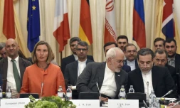 La représentante de la diplomatie européenne, Federica Mogherini, et le ministre des Affaires étrangères iranien Mohammad Javad Zarif à Vienne le vendredi 6 juillet pour une réunion destinée à sauver l'accord sur le nucléaire