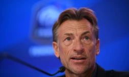 Hervé Renard, fraîchement nommé sélectionneur des Bleues, en conférence de presse, le 31 mars 2023 à Paris 