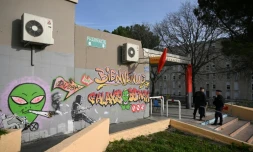Des CRS patrouillent dans le quartier de la Castellane Ă Marseille, le 20 mars 2024