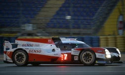 La Toyota N°7, (Toyota TS050 Hybrid LMP1 WEC) avec à son volant Kamui Kobayashi le 17 septembre 2020, lors des qualifications pour la 88e édition des 24H du Mans, sur le circuit Manceau.