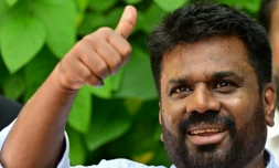 Le chef de la coalition de gauche sri lankaise Anura Kumara Dissanayaka, le 21 septembre 2024 Ă Colombo