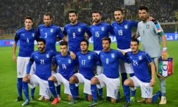 L'équipe d'Italie avant un match amical contre la Roumanie le 17 novembre 2015 à Bologne