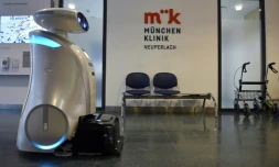 Franzi, le robot nettoyeur, à la clinique de Munich Neuperlach, dans le sud de l'Allemagne, le 12 février 2021