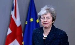 Theresa May quitte une réunion à Bruxelles le 7 février 2019.