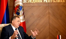 Le président de la Republika Srpska Milorad Dodik à Banja Luka, dans le nord-ouest de la Bosnie, le 8 janvier 2024