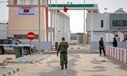 Le poste-frontiĂšre de Guerguerat, sous contrĂŽle marocain, en novembre 2020