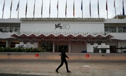 Le Palais du Cinéma à la veille de l'ouverture de la 80e Mostra de Venise, le 29 août 2023