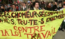Des manifestants contre la loi Travail le 5 avril 2016 à Rennes