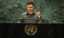 Le président ukrainien Volodymyr Zelensky s'adresse à l'Assemblée générale de
l'ONU Ă New York le 19 septembre 2023