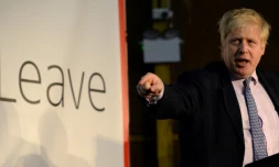 Boris Johnson le 15 avril 2016 à Manchester, dans le nord de l'Angleterre