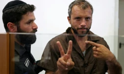 Le Brésilien Thiago Avila,  militant de la "Flottille pour Gaza", le 3 mai 2026 au tribunal de la ville côtière israélienne d'Ashkelon
