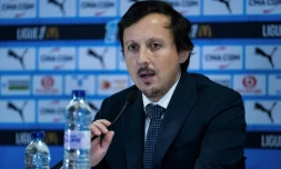 Pablo Longoria en conférence de presse au Vélodrome le 18 décembre 2024 