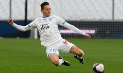 Le milieu de Marseille, Florian Thauvin, buteur lors du match de Ligue 1 Ă domicile contre Brest, le 13 mars 2021