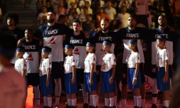 L'équipe de France de basket avant son quart de finale du Mondial face aux Etats-Unis, le 11 septembre 2019 à Dongguan